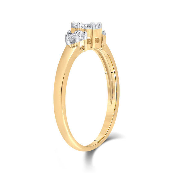 14k Yellow Gold Womens Round Diamond Cluster Fashion Ring 1/4 Cttw