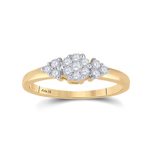  14k Yellow Gold Womens Round Diamond Cluster Fashion Ring 1/4 Cttw