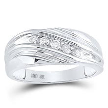  10k White Gold Mens Round Diamond Wedding Band Ring 1/4 Cttw