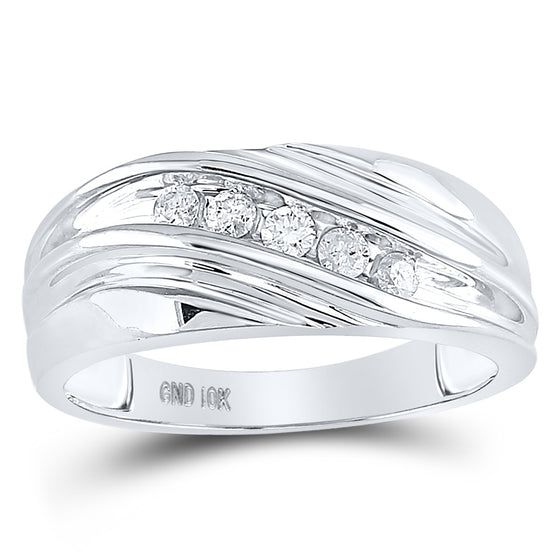 10k White Gold Mens Round Diamond Wedding Band Ring 1/4 Cttw