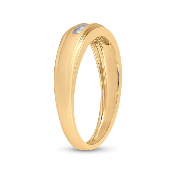 14k Yellow Gold Mens Round Diamond Wedding Band Ring 1/12 Cttw