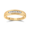 14k Yellow Gold Mens Round Diamond Wedding Band Ring 1/12 Cttw