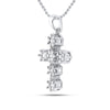 14k White Gold Womens Round Diamond Cluster Cross Religious Pendant 1/2 Cttw