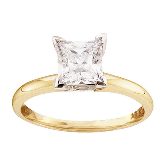 14k Yellow Gold Womens Princess Diamond Solitaire Bridal Wedding Engagement Ring 3/8 Cttw