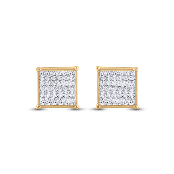 14k Yellow Gold Womens Princess Diamond Square Earrings 1/2 Cttw