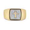 10k Yellow Gold Mens Round Diamond Cross Band Ring .02 Cttw