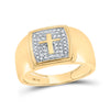 10k Yellow Gold Mens Round Diamond Cross Band Ring .02 Cttw