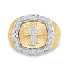 10k Yellow Gold Mens Round Diamond Cross Ring 1/4 Cttw