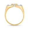 10k Yellow Gold Mens Round Diamond Cross Ring 1/4 Cttw