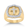 10k Yellow Gold Mens Round Diamond Cross Ring 1/4 Cttw