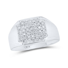  10k White Gold Mens Round Diamond Square Cluster Ring 1/4 Cttw