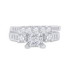 14k White Gold Princess Diamond Bridal Wedding Ring Band Set 1-1/2 Cttw