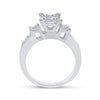 14k White Gold Princess Diamond Bridal Wedding Ring Band Set 1-1/2 Cttw