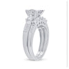 14k White Gold Princess Diamond Bridal Wedding Ring Band Set 1-1/2 Cttw