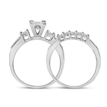  14k White Gold Princess Diamond Bridal Wedding Ring Band Set 1 Cttw