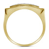 10k Yellow Gold Mens Round Diamond Rectangle Cluster Ring 1/2 Cttw