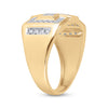 10k Yellow Gold Mens Round Diamond Cross Cluster Ring 1/3 Cttw