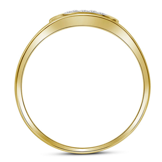 10k Yellow Gold Mens Round Prong-set Diamond Square Cluster Ring 1/4 Cttw