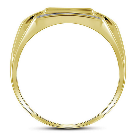 10k Yellow Gold Mens Round Diamond Square Cluster Ring 1/3 Cttw