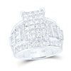 14k White Gold Princess Diamond Cluster Bridal Wedding Engagement Ring 4 Cttw