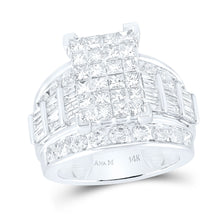  14k White Gold Princess Diamond Cluster Bridal Wedding Engagement Ring 4 Cttw