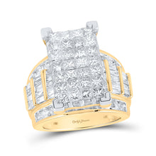  14k Yellow Gold Princess Diamond Cluster Bridal Wedding Engagement Ring 5 Cttw
