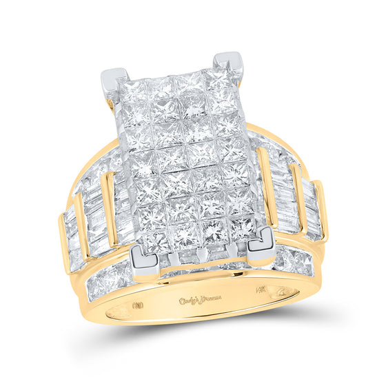 14k Yellow Gold Princess Diamond Cluster Bridal Wedding Engagement Ring 5 Cttw
