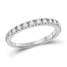  14k White Gold Womens Round Diamond Slender 3mm Wedding Band 1/3 Cttw