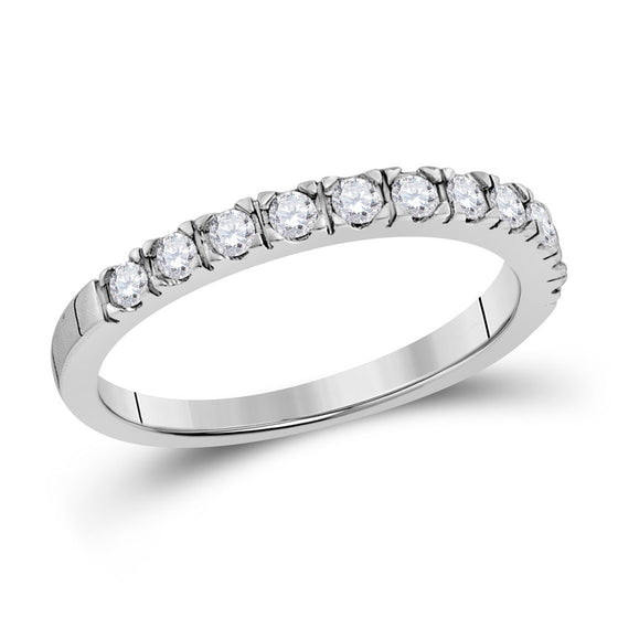 14k White Gold Womens Round Diamond Slender 3mm Wedding Band 1/3 Cttw