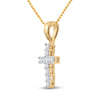 14k Yellow Gold Womens Round Diamond Cross Pendant 1/10 Cttw