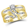 10k Yellow Gold His Hers Round Diamond Solitaire Matching Wedding Set 1/4 Cttw