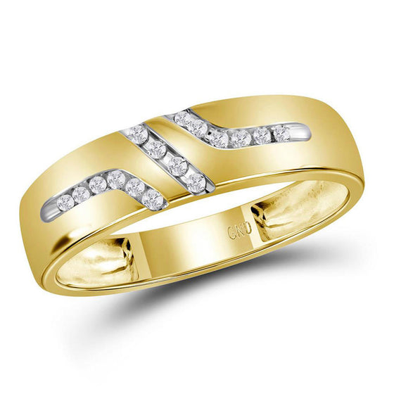 10k Yellow Gold His Hers Round Diamond Solitaire Matching Wedding Set 1/4 Cttw