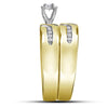 10k Yellow Gold His Hers Round Diamond Solitaire Matching Wedding Set 1/4 Cttw