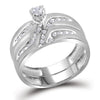 10k White Gold His Hers Round Diamond Solitaire Matching Wedding Set 1/4 Cttw