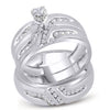 10k White Gold His Hers Round Diamond Solitaire Matching Wedding Set 1/4 Cttw