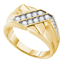  14k Yellow Gold Mens Round Diamond Square Cluster Ring 5/8 Cttw