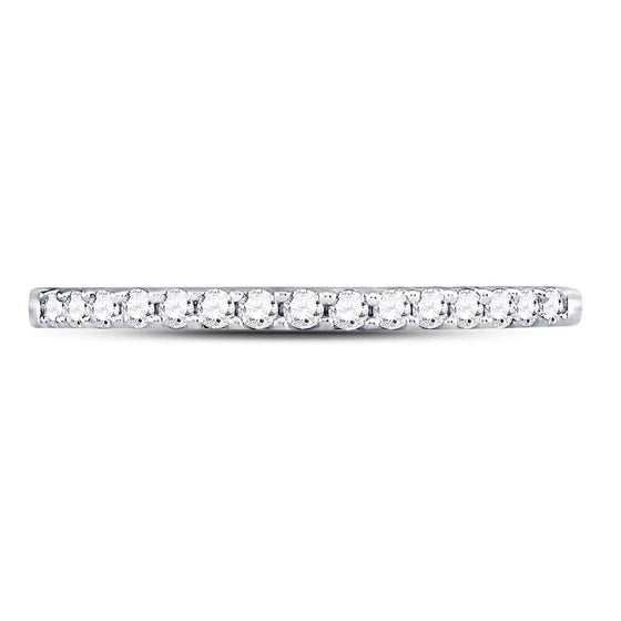 14k White Gold Womens Round Diamond Wedding Single Row Band 1/6 Cttw