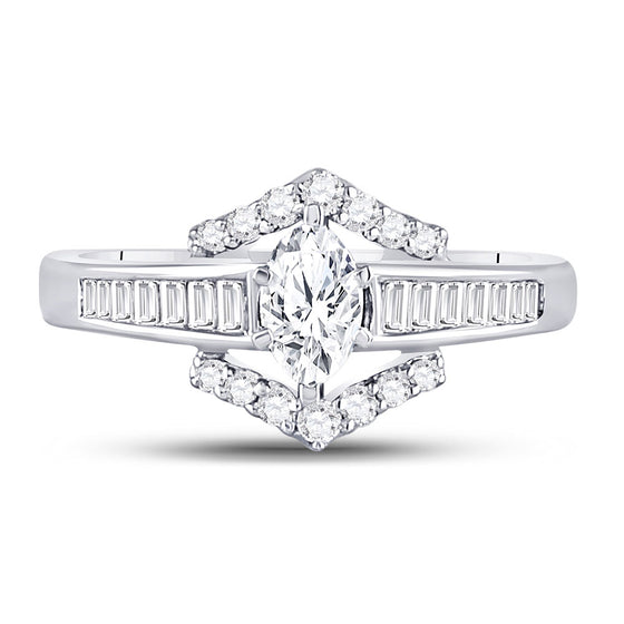 14k White Gold Marquise Diamond Solitaire Bridal Wedding Engagement Ring 3/4 Cttw