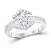 14k White Gold Marquise Diamond Solitaire Bridal Wedding Engagement Ring 3/4 Cttw