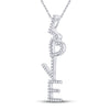 10k White Gold Womens Round Diamond Cascading Love Heart Pendant 1/5 Cttw