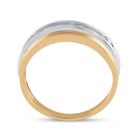 10k Two-tone Gold Mens Round Diamond Single Row Band Ring 1/4 Cttw