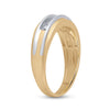 10k Two-tone Gold Mens Round Diamond Single Row Band Ring 1/4 Cttw