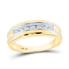 10k Two-tone Gold Mens Round Diamond Single Row Band Ring 1/4 Cttw