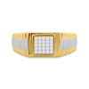 14k Two-tone Gold Mens Princess Diamond Ribbed Cluster Ring 1/4 Cttw