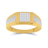14k Two-tone Gold Mens Princess Diamond Ribbed Cluster Ring 1/4 Cttw