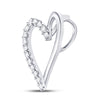 10k White Gold Womens Round Diamond Heart Pendant 1/10 Cttw