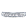 10k White Gold Womens Round Diamond Double Row Band Ring 1/10 Cttw