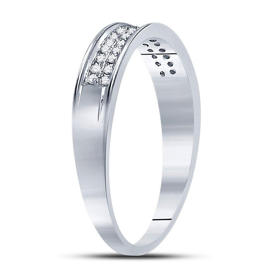 10k White Gold Womens Round Diamond Double Row Band Ring 1/10 Cttw