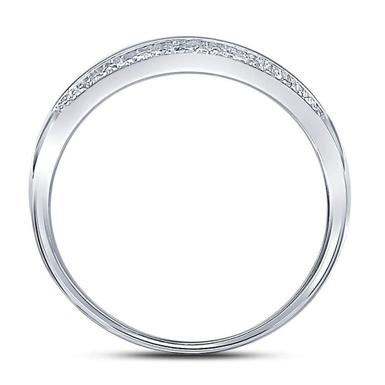 10k White Gold Womens Round Diamond Double Row Band Ring 1/10 Cttw