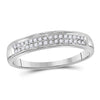 10k White Gold Womens Round Diamond Double Row Band Ring 1/10 Cttw